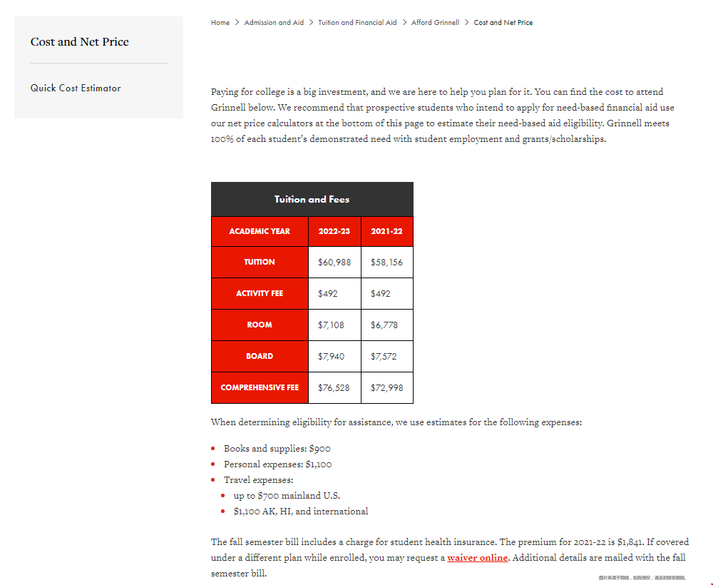 格林内尔学院费用.png