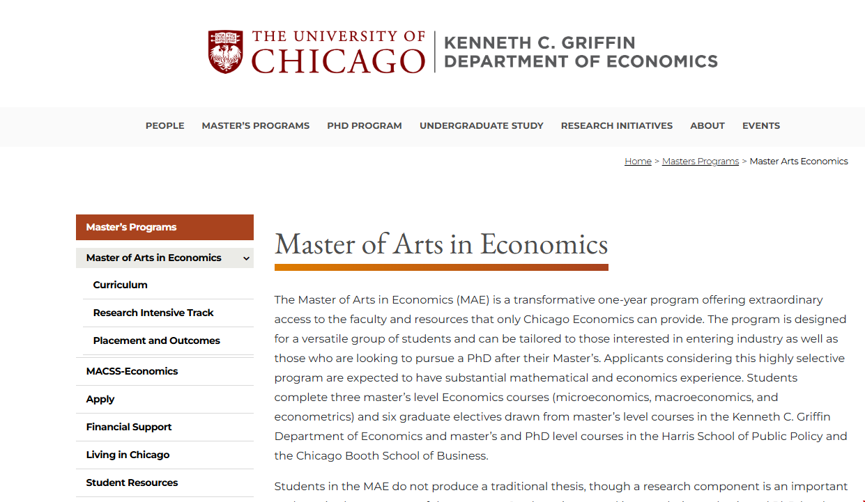 芝加哥大学经济学硕士