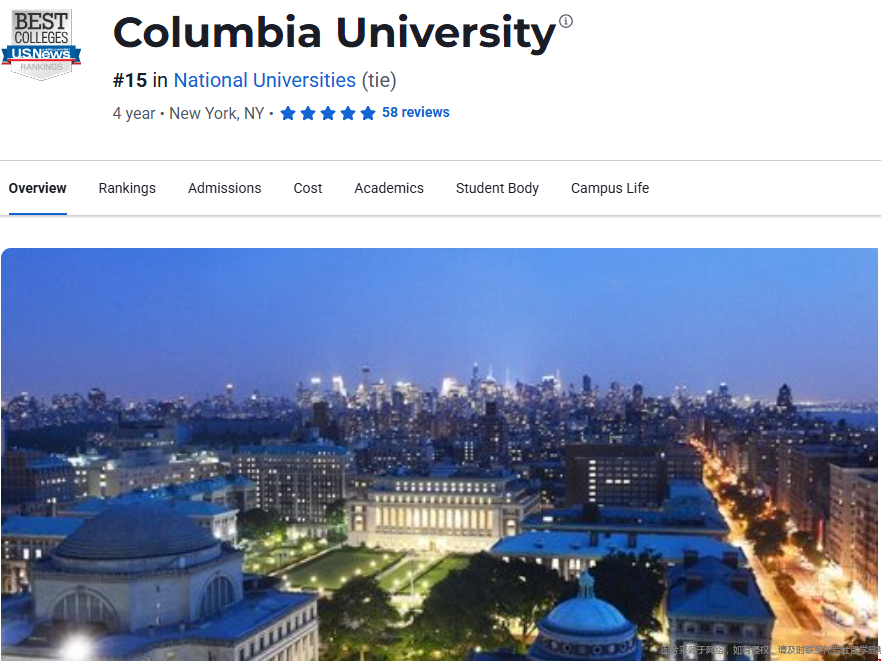 2026年哥伦比亚大学USnews美国排名