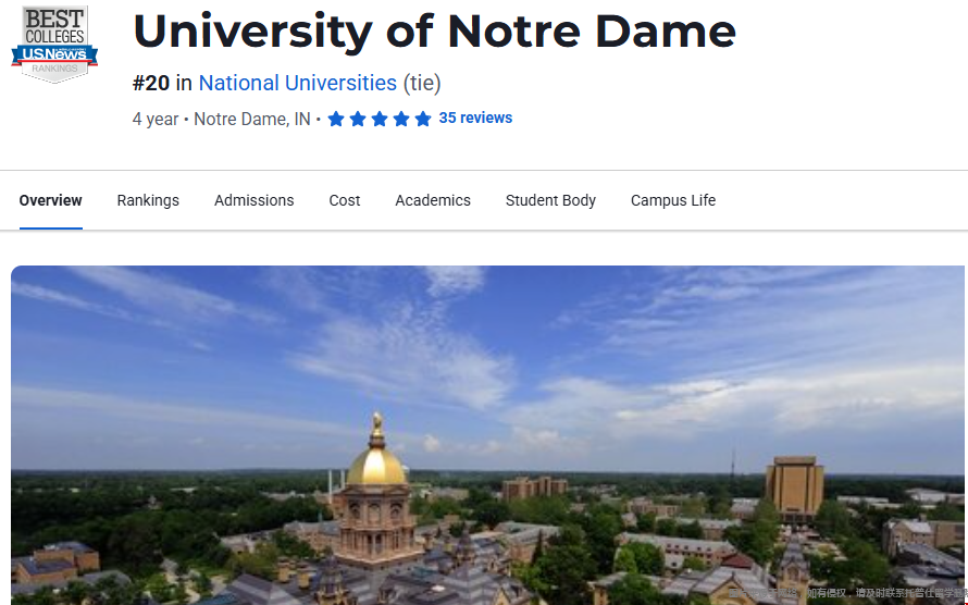 圣母大学2026USnews排名