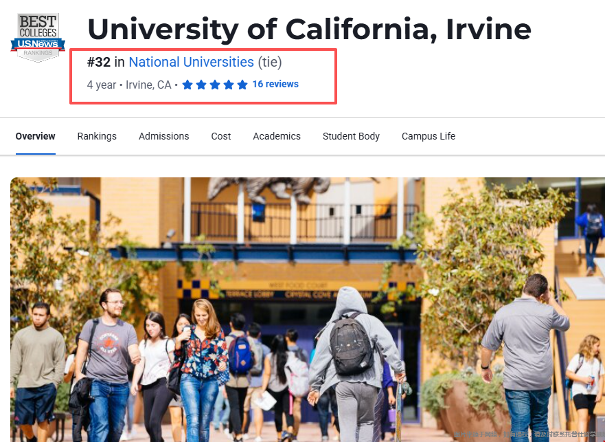 加州大学尔湾分校26年美国排名